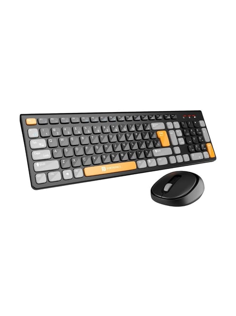 Portronics Key7 Combo Wireless Keyboard & Mouse Set with 2.4 GHz USB Receiver (Black & Orange)