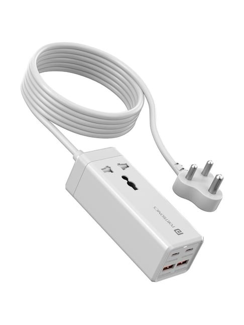 Portronics Adapto Volt 65, 65W High speed 5-in-1 Power Strip Socket (White)