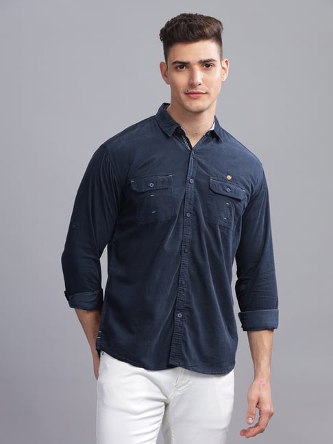 Kuons Avenue Burgundy Denim Solid Shirt