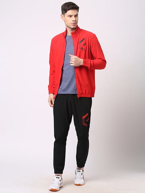 Buy Asics Red & Black Slim Fit HEXAGON Tracksuit for Men's Online