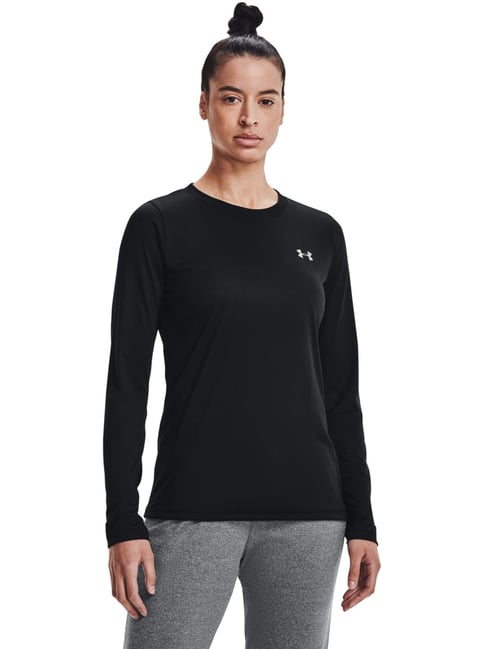 Buy UNDER ARMOUR Black Loose Fit Sports T-Shirt for Women Online