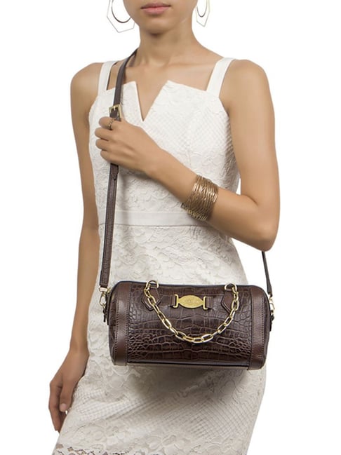 Buy Hidesign Selena 04 Brown Leather Textured Sling Handbag Online