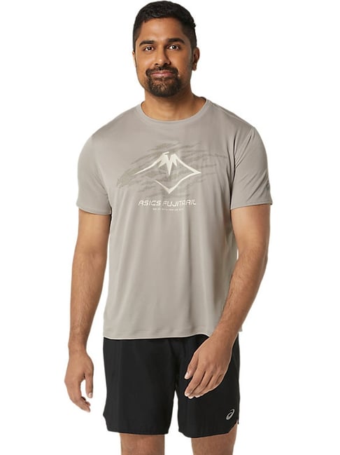 Asics Oatmeal Regular Fit Printed Sports T-Shirt-picture-43