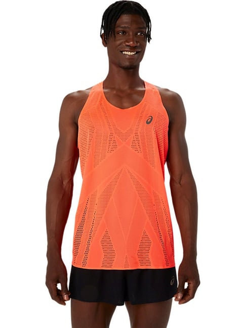 Asics Sunrise Red Regular Fit Printed Gym Vest