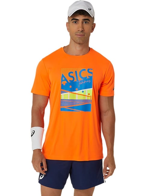 Asics Shocking Orange Regular Fit Printed Sports T-Shirt-picture-19
