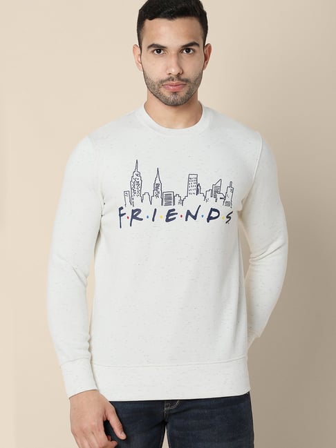 Buy Free Authority White Regular Fit Friends Printed Sweatshirt for Men s Online Tata CLiQ