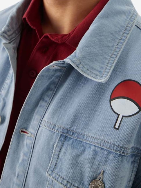 The Souled Store Naruto: Sasuke Light Blue Regular Fit Denim Jacket