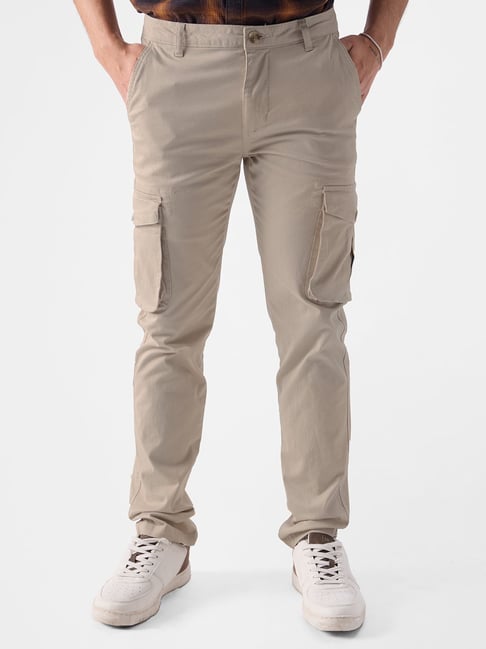 Buy The Souled Store Beige Regular Fit Cargo Pants for Men's