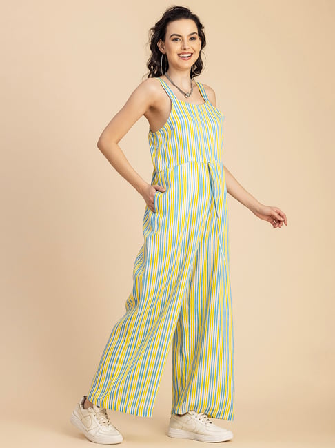 Buy Forever 21 Yellow & White Striped Jumpsuit for Women Online @ Tata CLiQ
