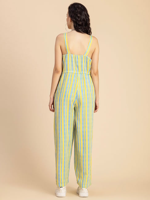 Yellow and blue store striped jumpsuit