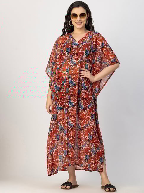 Moomaya Red Printed Kaftan Dress-picture-28