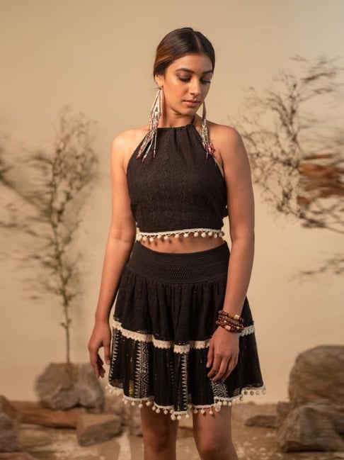 LABEL REYYA Tribal Black Boho Top