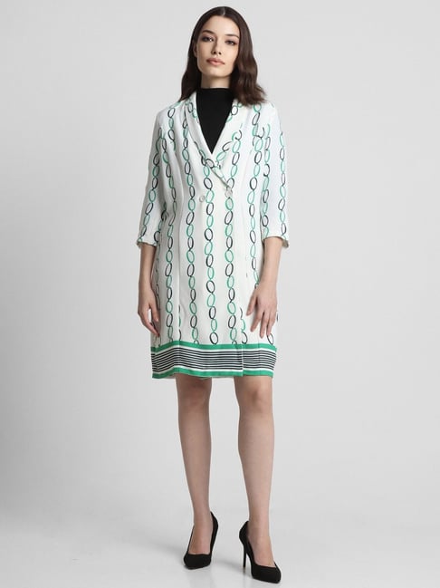 Allen Solly White Printed A-Line Dress-picture-36