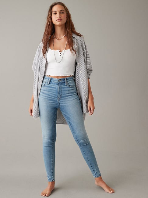 American Eagle Outfitters Blue Cotton Mid Rise Jeans-picture-36