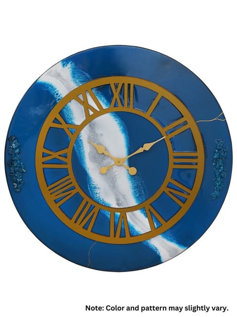 CHRONIKLE Blue Resin Elegant Round Shade Analog Roman Numbers Wall Clock-picture-11