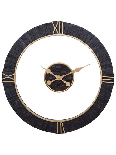 CHRONIKLE Cola Wood Elegance Round Dial Analog Roman Numbers Iron Wall Hanging Clock-picture-48