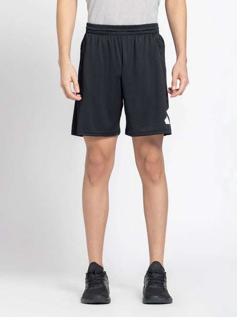 adidas Black Regular Fit Logo Print Training Shorts-picture-35