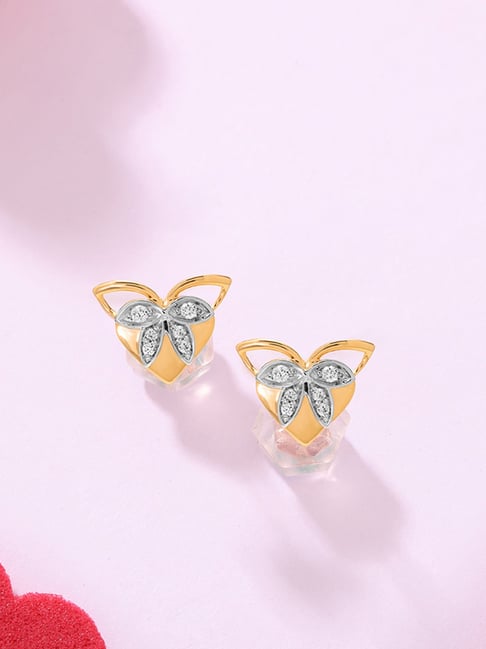 Traditional Diamond and Gold Single Stone Stud Earrings