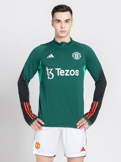adidas Manchester United Green Slim Fit Football Training Top