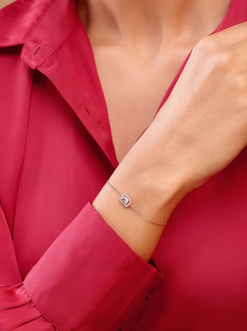 Buy Cyan 18 K Gold Plated Flower Shaped Cubic Zircon Bracelet for Women at  Amazon.in