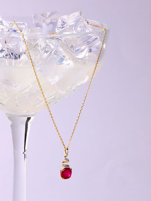 Buy Mia by Tanishq Classically Chic 14k Ruby Diamond Pendant