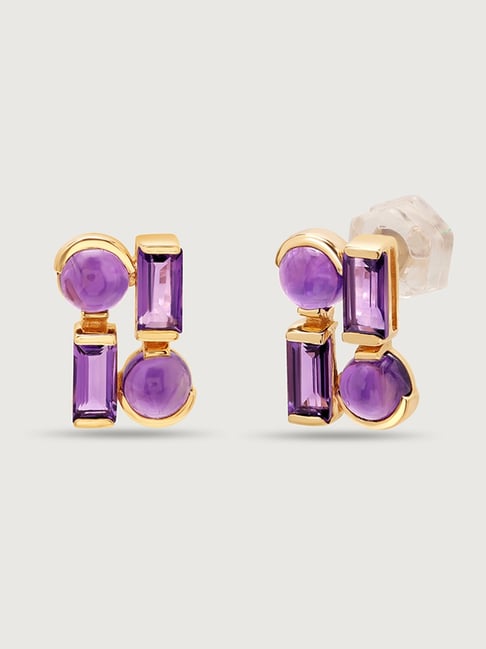 Buy Mia by Tanishq Bombshell 14k Amethyst Stud Earrings Online At