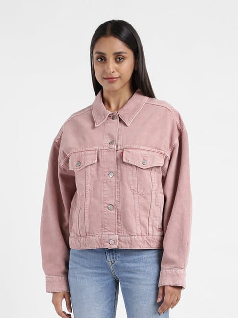 Vetinee Women's Basic Button Down Long Sleeves Denim Jackets Oversized Jean  Jacket Size M Size 8 Size 10 Magenta Pink - Walmart.com