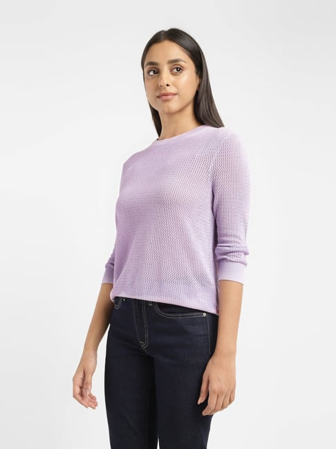 Buy Levi s Lavender Cotton Self Design Sweater for Women Online Tata CLiQ