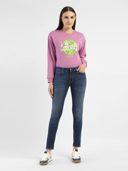 Buy Levi's Blue Blended Skinny Fit Mid Rise Jeans for Women Online