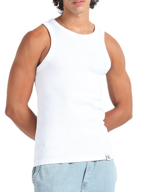 Calvin Klein Jeans Bright White Cotton Slim Fit Vest