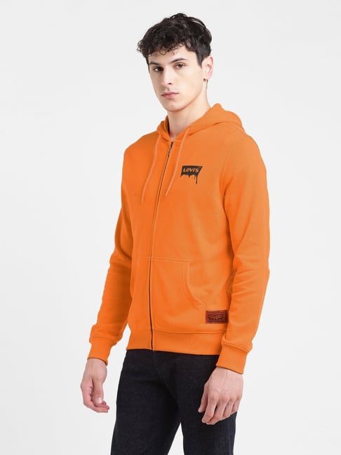 Buy Levi's Orange Cotton Regular Fit Printed Hooded Sweatshirt for