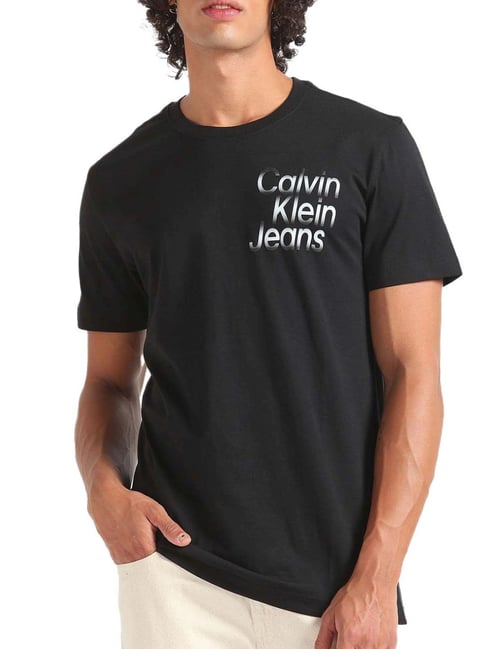 Buy Calvin Klein Jeans Black Cotton Regular Fit T-Shirt for Mens Online @  Tata CLiQ