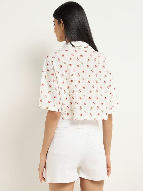 Buy Nuon by Westside White Printed Crop Shirt for Online @ Tata CLiQ