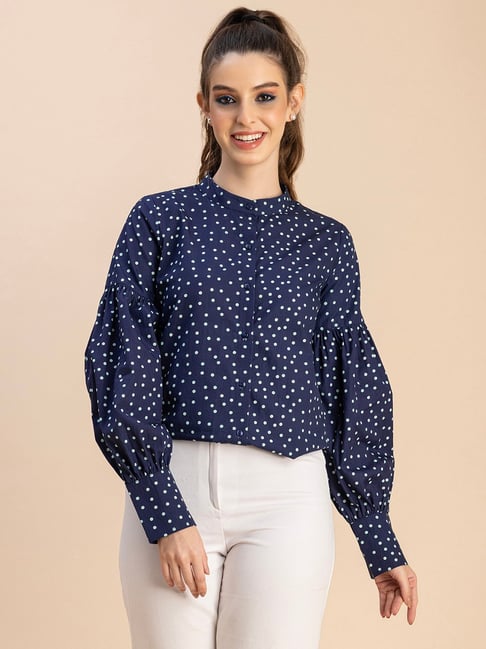 Moomaya Navy Cotton Printed Shirt-picture-47