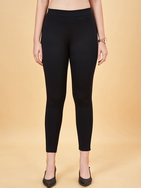 Annabelle by Pantaloons Jet Black Mid Rise Leggings