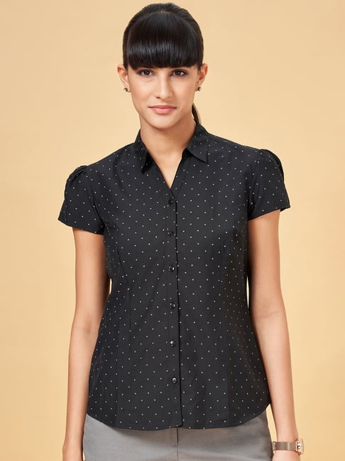 Annabelle by Pantaloons Jet Black Printed Formal Shirt-picture-44