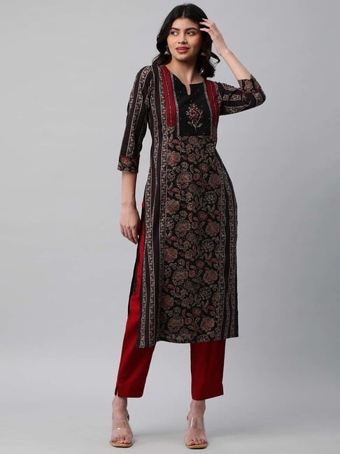 Kami Kubi Black Printed Straight Kurta-picture-21