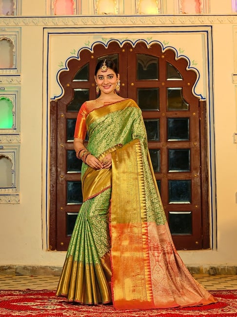 Buy Green And Orange Patola Saree online-Karagiri