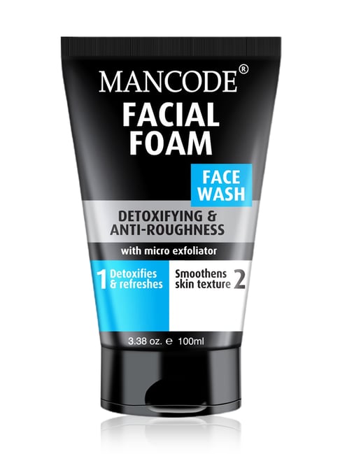 Mancode Detoxifying & Anti-Roughness Facial Foam Face Wash - 100 ml