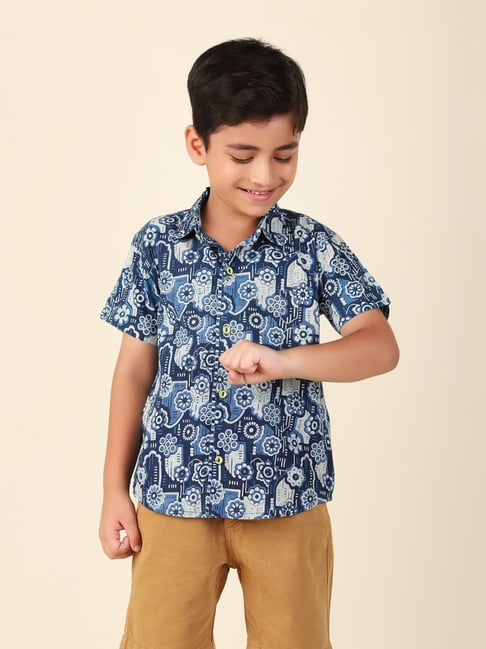 Fabindia Kids Indigo Printed Shirt-picture-21
