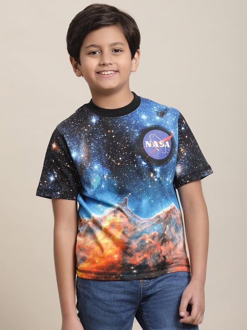 Kidsville Nasa Printed Multicolor Regular Fit T-Shirt For Boys
