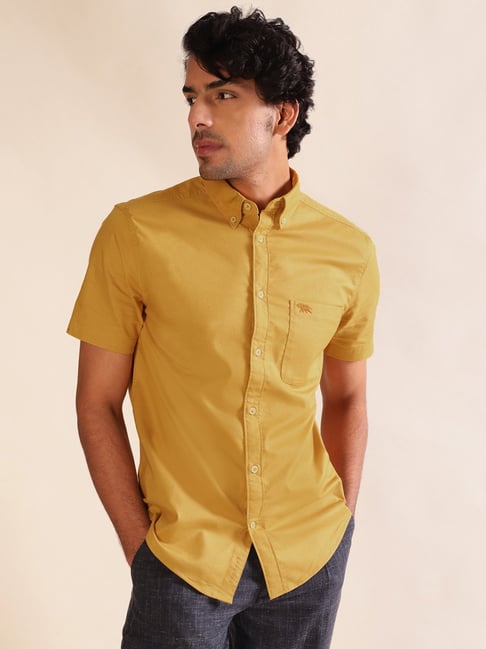 Buy ANDAMEN Mustard Slim Fit Shirt for Men s Online Tata CLiQ