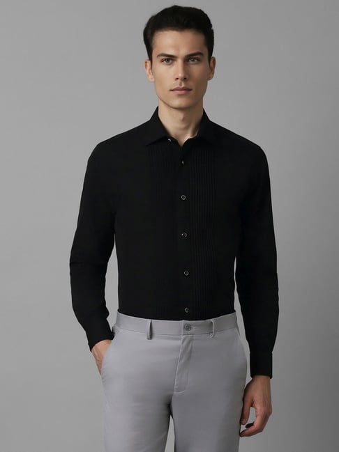 louis philippe Men Black Classic Fit Solid Full Sleeves Formal Shirt-picture-10