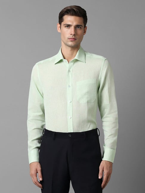 louis philippe Men Green Classic Fit Textured Full Sleeves Formal Shirt-picture-11