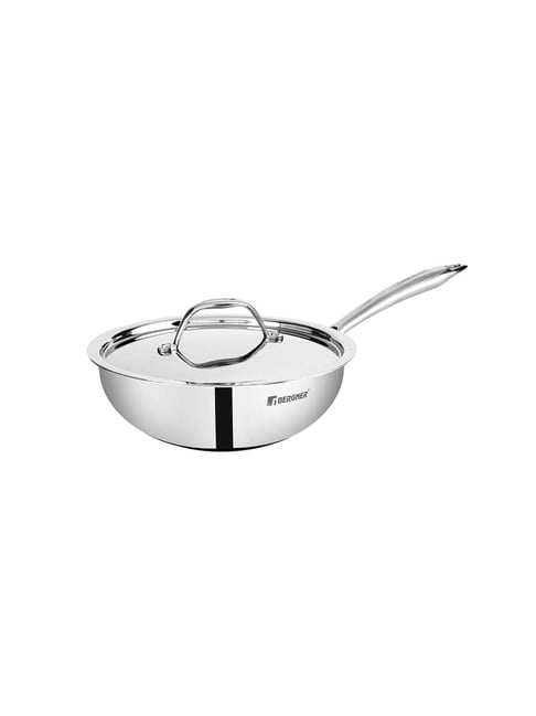 Bergner Argent Triply Silver Stainless Steel 22 cm Wok With Lid (2.23 L)-picture-14