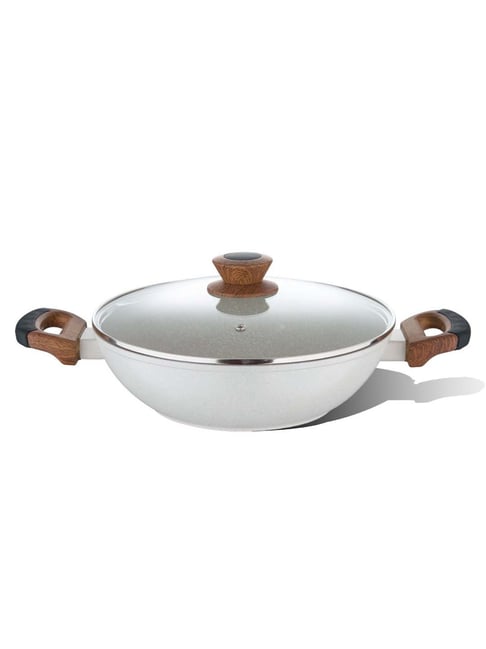 Bergner Naturally Forged White Aluminium Non Stick 20 cm Kadai With Glass Lid (1.2 L)-picture-46