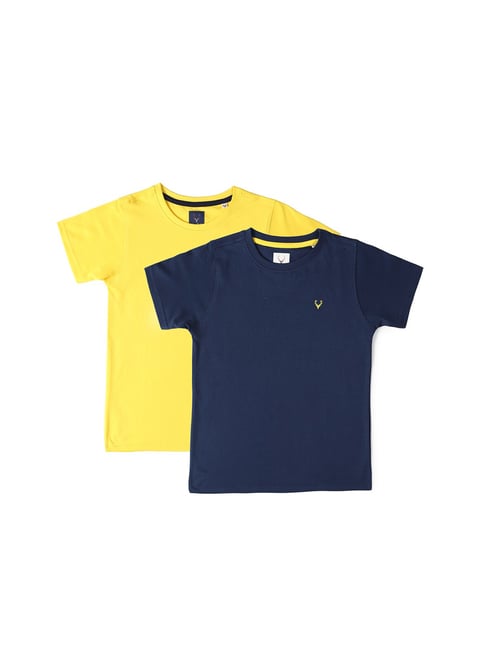 Allen Solly Junior Yellow & Navy Solid T-Shirt (Pack Of 2)-picture-17