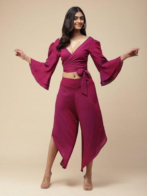 Buy PURPLE TWO PIECE SHIRT & TROUSER SET for Women Online in India