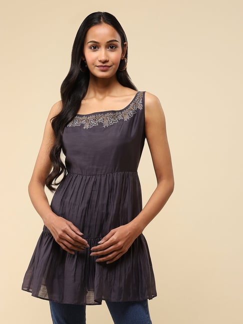 Boat Neck Zoya Kurtis Online Shop Red Sheer Neck Organza Kurti