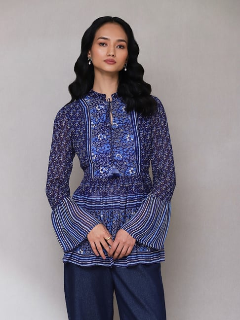 aarke Ritu Kumar Blue Floral Print Kurta-picture-21